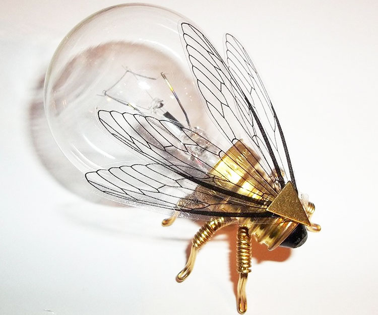 Brass Bumblebee Light Bulb Brooch