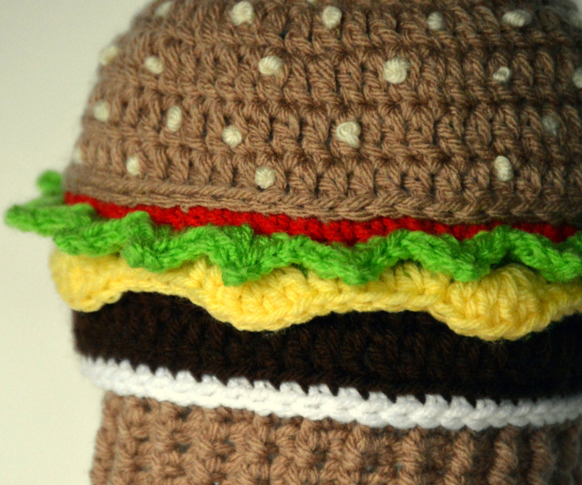 Cheeseburger Crochet Beanie 1