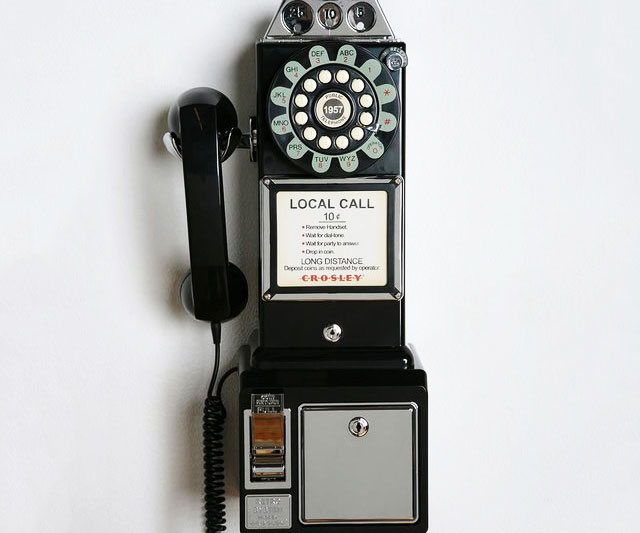 Push Botton 1950s Black Payphone